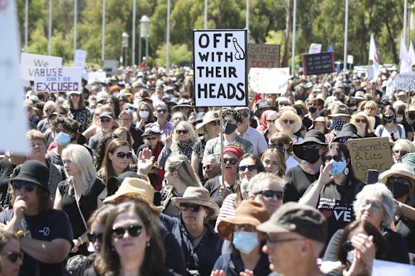 Women's March 4 Justice at Parliament House in Canberra on Monday 15 March 2021.