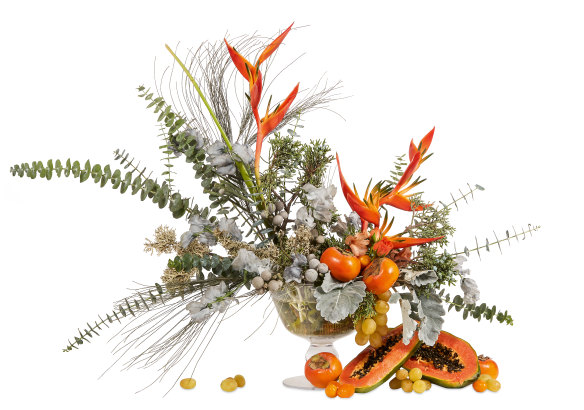 A “silver with orange accent” arrangement in <i>Flower Colour Theory</i> by Darroch and Michael Putnam.