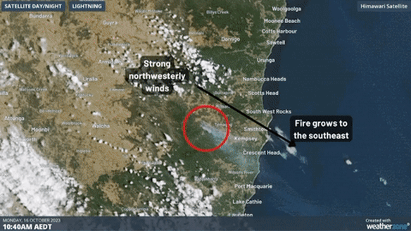 When winds change from north-westerlies to southerlies, long fire flanks can become enormous fronts.