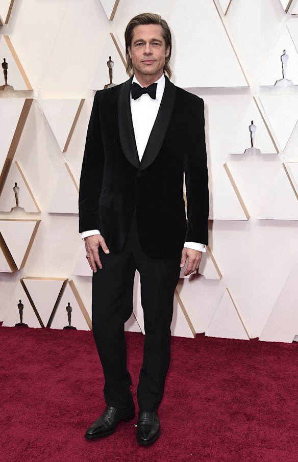 Brad Pitt arrives at the Oscars.