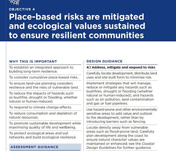 Guidance for building in areas at risk of flood or fire in the proposed new Design and Place SEPP.