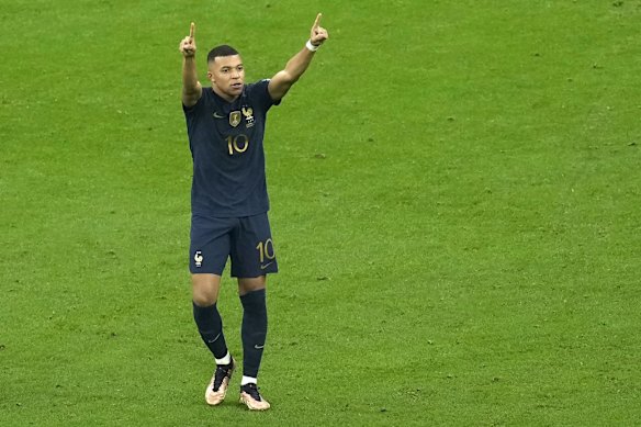 Kylian Mbappe after scoring France's first goal.