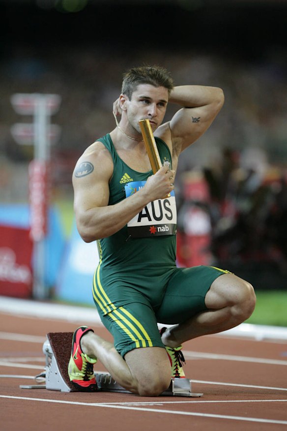 Before the Mens 4x100m Relay 1st Round, Heat 3 at the Commonwealth Games on March 24, 2006.