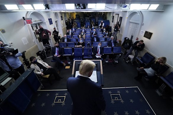 President Donald Trump leaves after speaking at the White House on Nov. 5, 2020, in Washington DC.