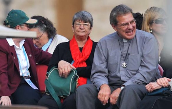 Kathleen Evans, who claims to be the recipient of the second miracle, at St Peter's Square for the rehearsal of the canonisation service for Mary Mackillop.