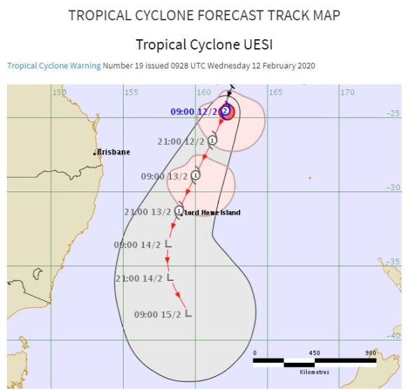 Tropical cyclone will weaken on Thursday as it moves southwards. It is forecast to move directly over Lord Howe Island.