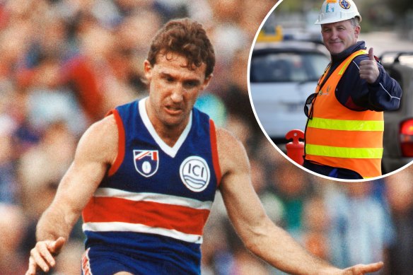 Club champion: Former Bulldogs captain Doug Hawkins, now a traffic stopper, has backed Luke Beveridge to turn the team’s fortunes around. 