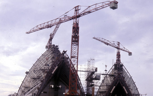The Sydney Opera House during construction in 1966.