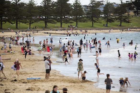 Torquay Surf Beach on Saturday. Crowds were out enjoying the warm weather