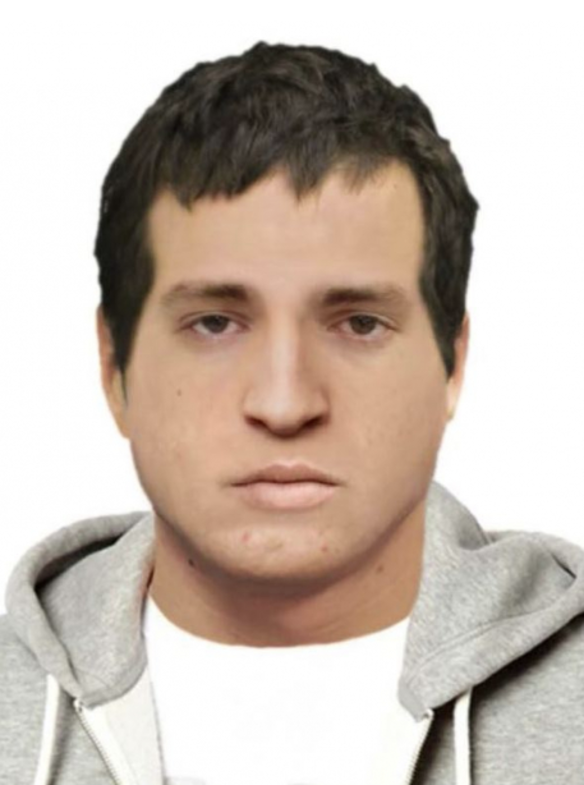 Digital composite image of a man police wish to speak to.