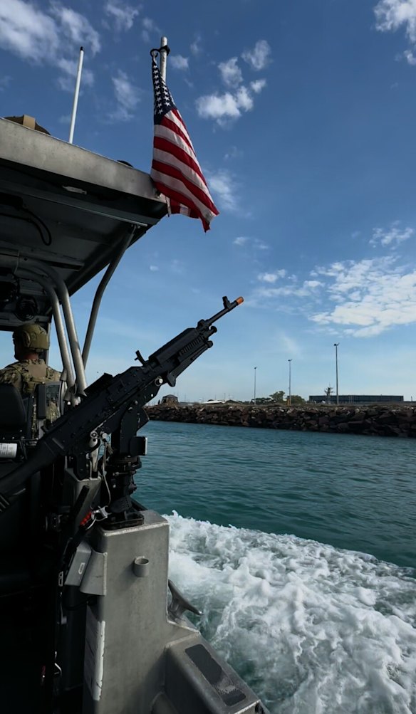 The US Coast Guard moves through Darwin’s waters.