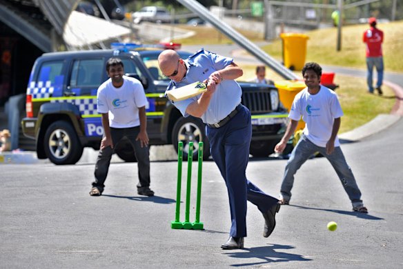 Simon Overland has a hit for harmony at the joint celebration of Australia day and India's republic day at the Sidney Myer Music Bowl. Photo by Michael Clayton-Jones