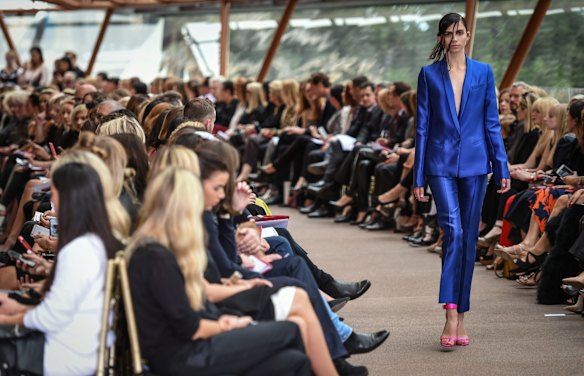 Models on the catwalk for Carla Zampatti's Spring/Summer 2015 collection showcase.