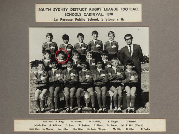 Eddie Jones (circled), with the Ella brothers, in a La Perouse junior rugby league team.