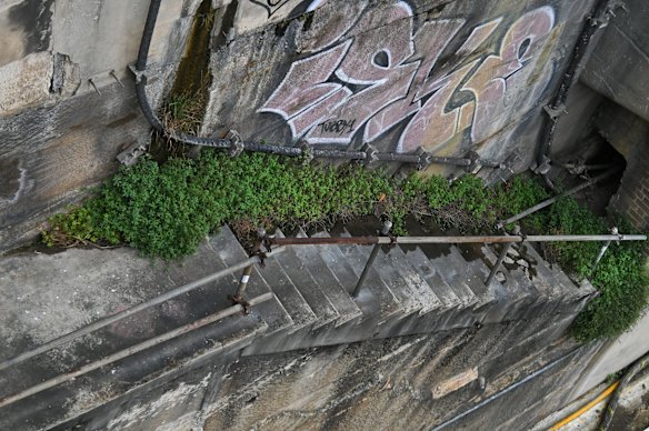 A set of stairs that leads to nowhere on Hickson Road at Millers Point.