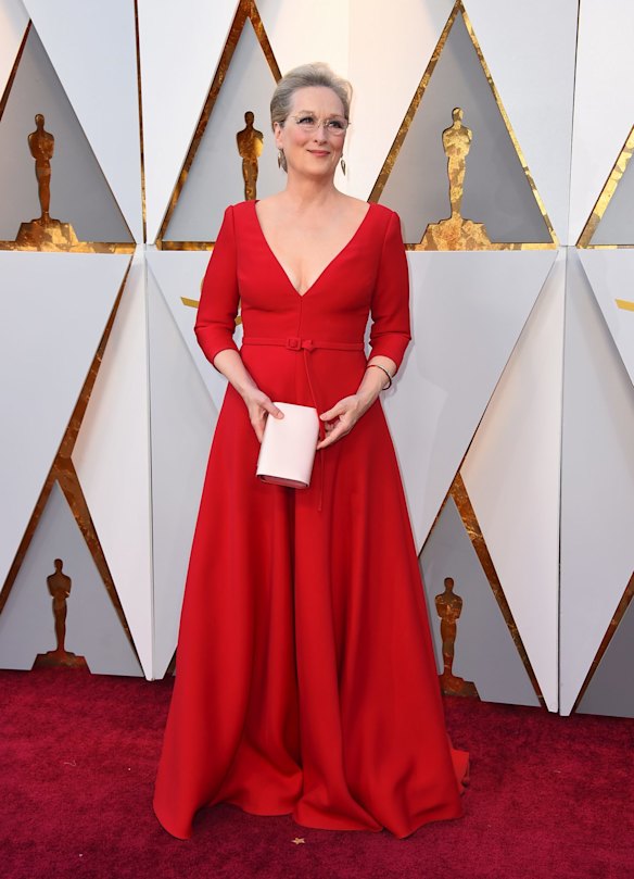 Meryl Streep arrives at the Oscars in Christian Dior. 