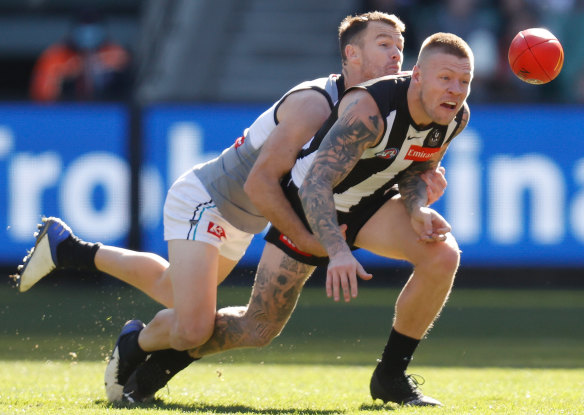 Jordan De Goey’s absence will hurt the Magpies when they face the Blues on Sunday.