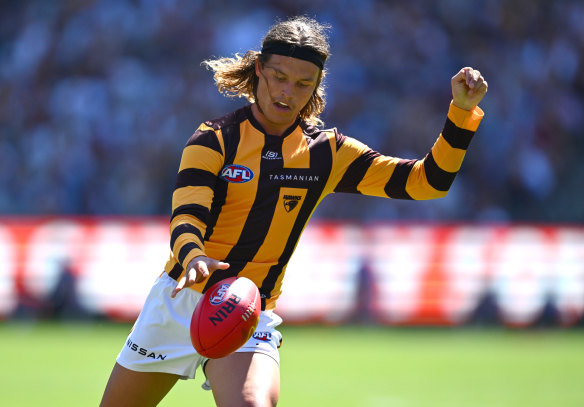 Dream come true: Jack Ginnivan stepped out for Hawthorn, the team he grew up barracking for, on Saturday.