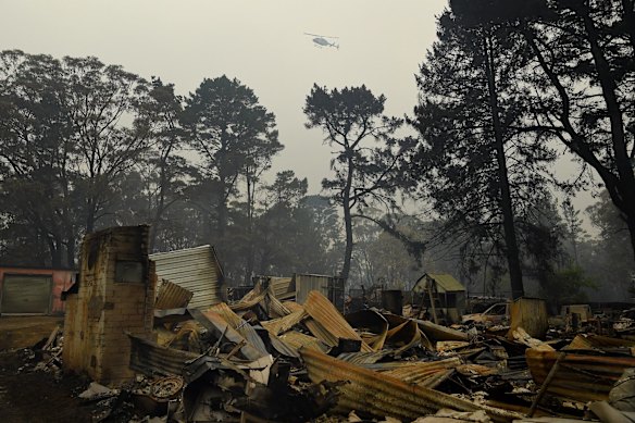 The remains of a house on Railway Parade destroyed in the fires on Saturday the 4th of January.