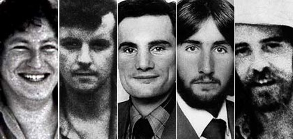 Balibo victims ... Brian Cunningham, Malcolm Rennie,  Greg Shackleton, Tony Stewart and Brian Peters.