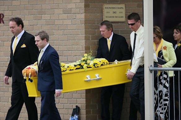 Friends and family gather to say farewell to Luke Batty.