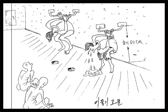 One of a series of drawings based on the accounts of  Kim Kwang-il.