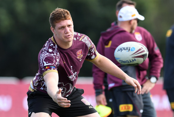 Big news: Queensland Maroons player Dylan Napa completed training on Thursday.
