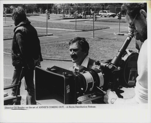 Director Gil Brealey on location for Annie's Coming Out.