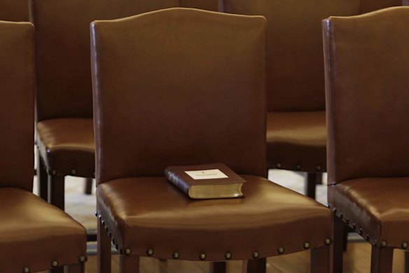 A Bible sits on Prime Minister Kevin Rudd's chair at Government House in Canberra on Thursday 27 June 2013.