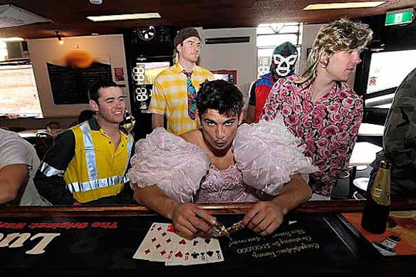 Collingwood footballers during Mad Monday celebrations after the Magpies won their first premiership in 20 years against St Kilda.
