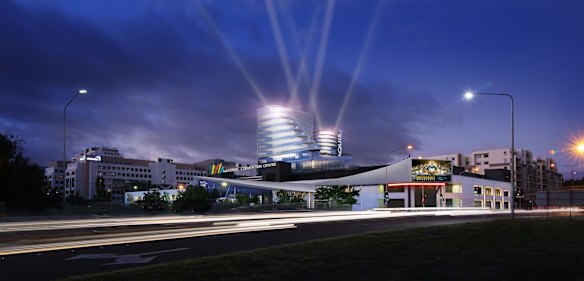 View from Parkes Way of  Aquis Development's proposed six-star luxury hotel in the forefront on the left and the five-star boutique hotel on the right.