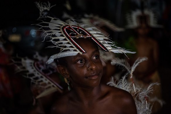 Boy in traditional Dhari headress.