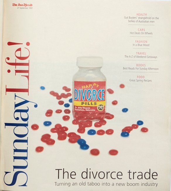 The first cover “star” was in fact a jar of ‘‘happy divorce pills” (looking suspiciously like jelly beans) which belonged to Dr Ellie Moanie (geddit?).