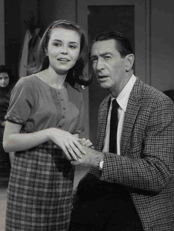 Charla Doherty and Macdonald Carey during the first episode taping of <i>Days of our Lives</i> on October 29, 1965.