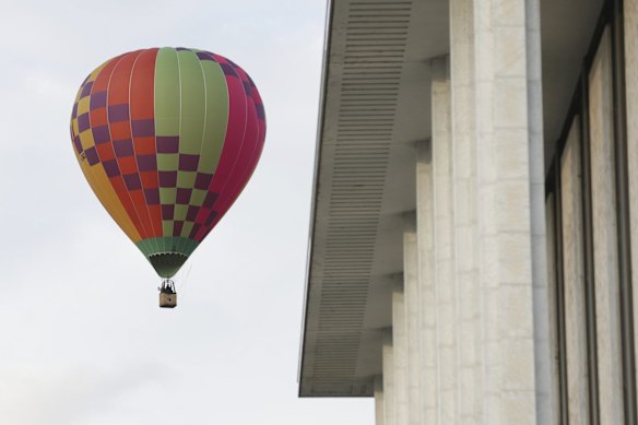 Hot air balloons during the Canberra Balloon Spectacular festival.