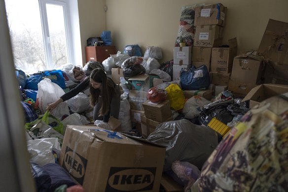 Volunteers at the Frankivsk administration building provide food, information and assistance with accommodation and onward travel in Lviv.