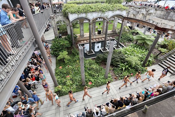 Models walk the runway at Paddington Reservoir Gardens in 2014.