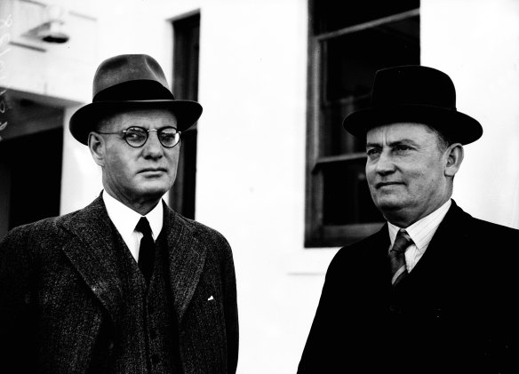 John Curtin and Francis Forde at Parliament House in Canberra on 26 August 1941.