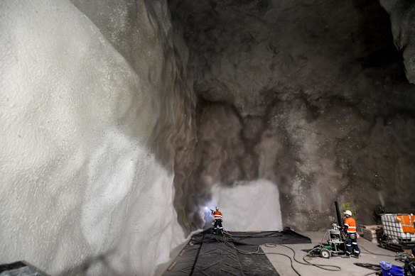 Dark matter lab under-construction 1km underground at a former mineshaft in the Stawell Gold Mines. 