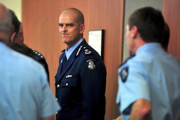 Police Chief Simon Overland announcing he has resigned at a press conference at the Victorian Police Centre on the 16th of June, 2011. Phtoo by Wayne Taylor