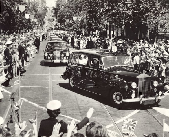 Queen Elizabeth II visits Melbourne on 27 February, 1963.