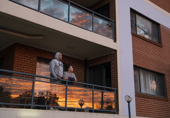 Construction worker Soale with wife Lili-Ane Fekitoa at their Blacktown apartment during Sydney's lockdown. Premier Gladys Berejiklian confirmed Greater Sydney’s lockdown would be extended to August 28.