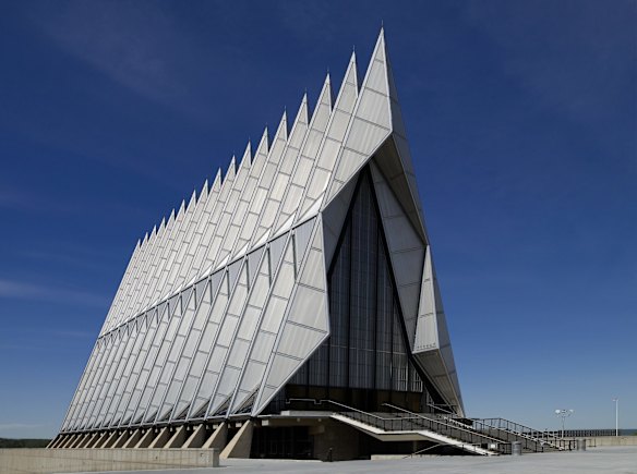 US AIR FORCE CADET CHAPEL, EL PASO: Colorado might be famous for its landscapes, but the state's most visited man-made attraction is this structure of glass, steel and aluminium. Built in 1962 and now considered a classic of modernist architecture, it features a row of 17 spires linked by tetrahedrons of glass. The interior of stained glass, which becomes progressively lighter towards the altar, is even more striking. 