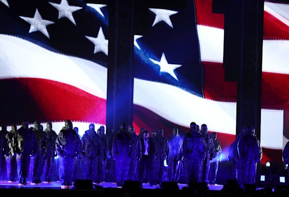 Kendrick Lamar performs onstage to open the 60th annual Grammy Awards.