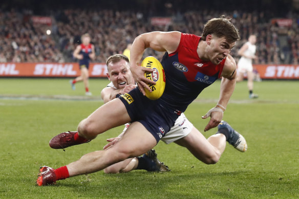Hard at it: Demons vice-captain Jack Viney says his side has regained its ruthless edge and is ready to put this on display on Friday night.