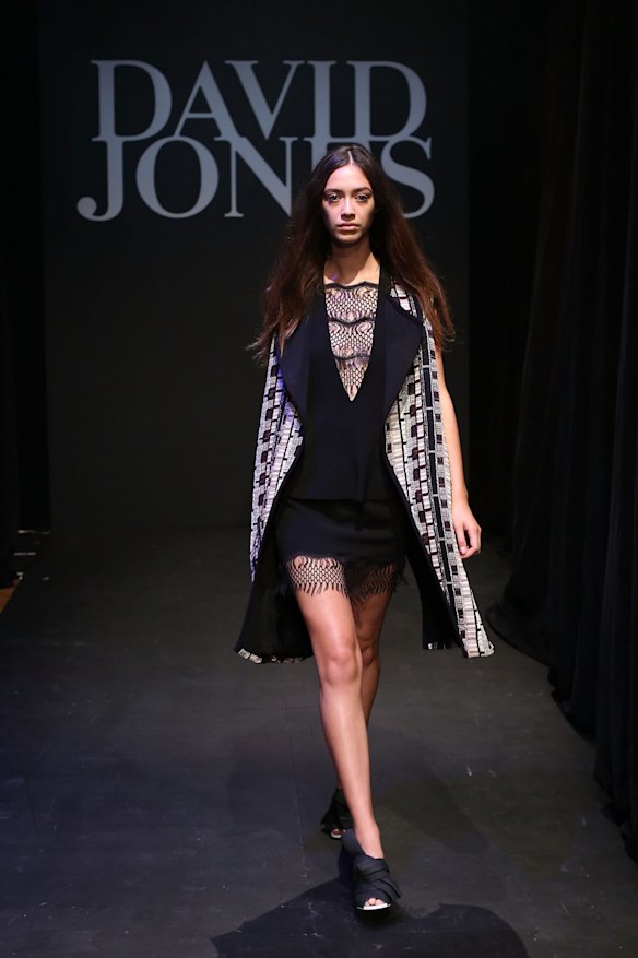 A model showcases designs by Christopher Esber. 