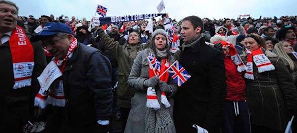 England footballs fans in London react following the announcement that Russia will host the 2018 World Cup.