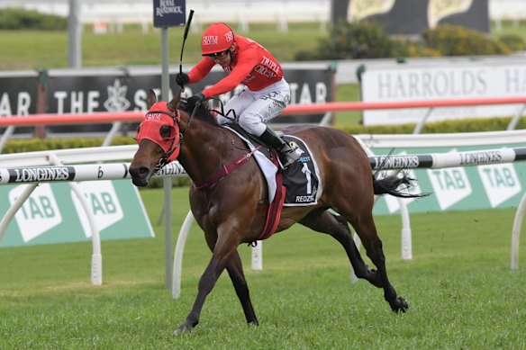 Jockey Kerrin McEvoy rides Redzel to victory in race 7