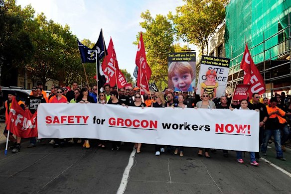 Protest against Grocon brings city to a standstill