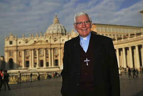 Most Revereand Peter Ingham, Bishop of Wollongong, at St Peter's in Rome for the Canonisation of Mary MacKillop.